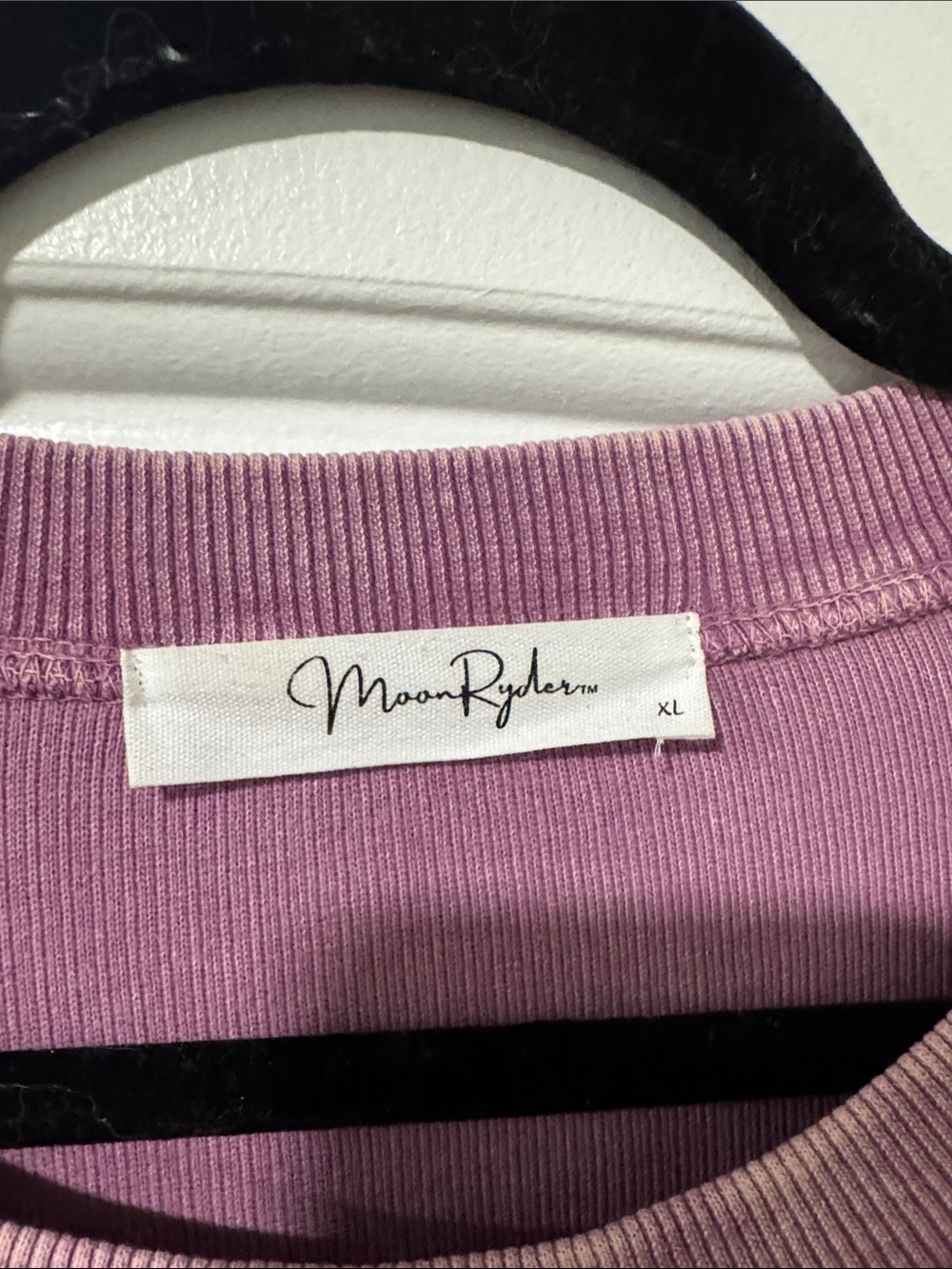 Womens Ribbed Crewneck Sweatshirt in Dusty Lavender - - Picture 2 of 6